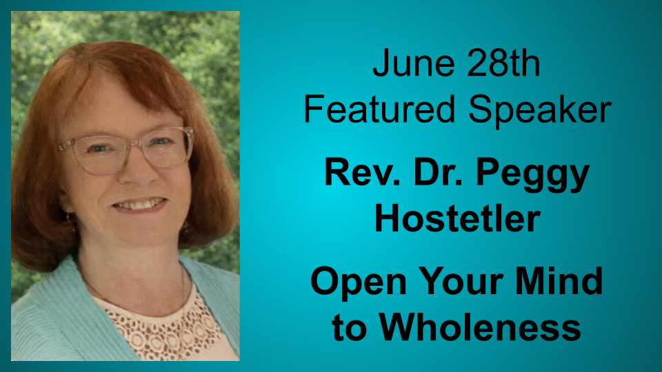 Portrait of Rev. Dr. Peggy Hostetler, featured speaker at Greater Orlando Center for Spiritual Living presenting 